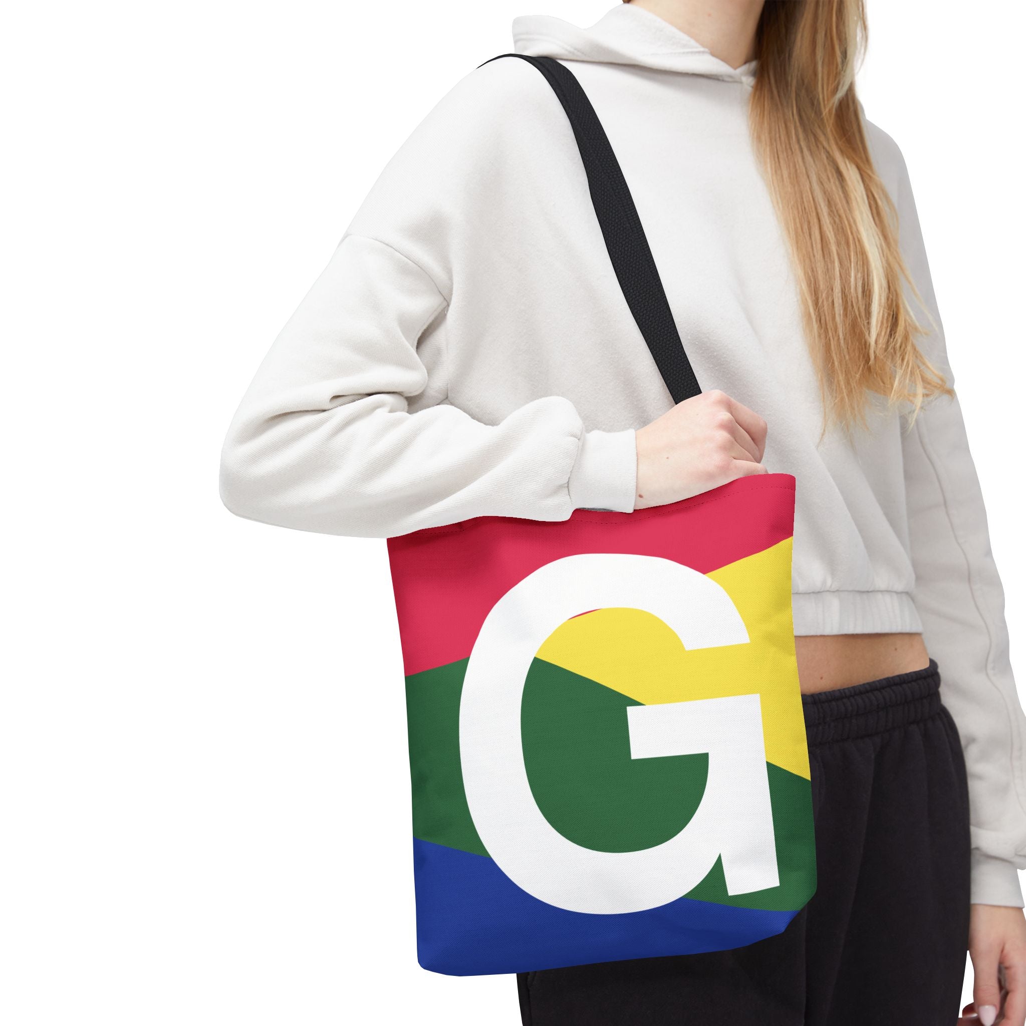 Monogram 'G' Colorblock Tote Bag — Personalized Initial G Shoulder Tote