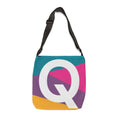 Initial Letter 'Q' Colorblock Adjustable Tote Bag — Monogram Alphabet Shoulder Bag