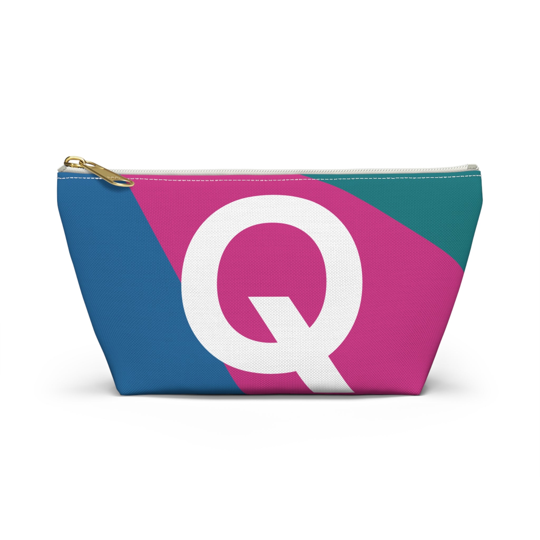 Initials Colorblock Accessory Pouch — Monogram Q T-Bottom Cosmetic Bag