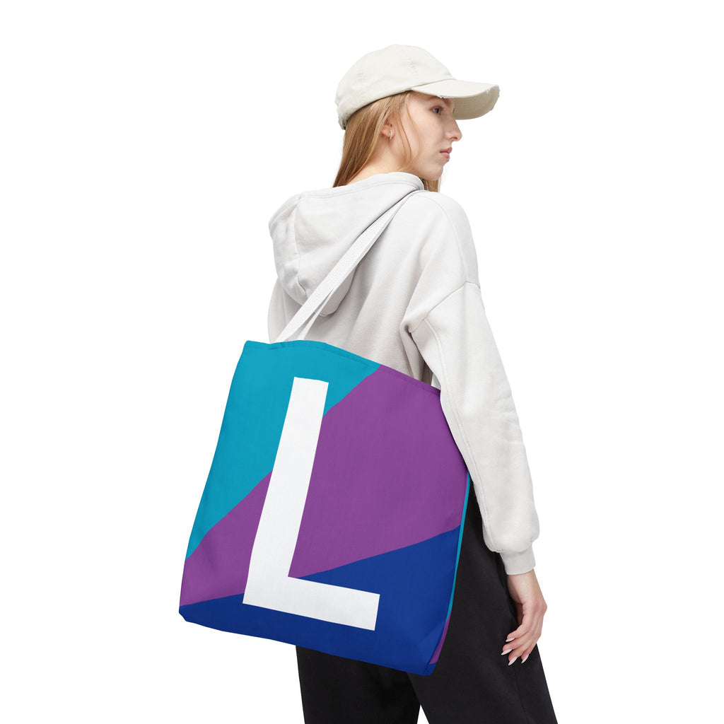 Monogram 'L' Colorblock Tote Bag — Personalized Initial L Shoulder Tote