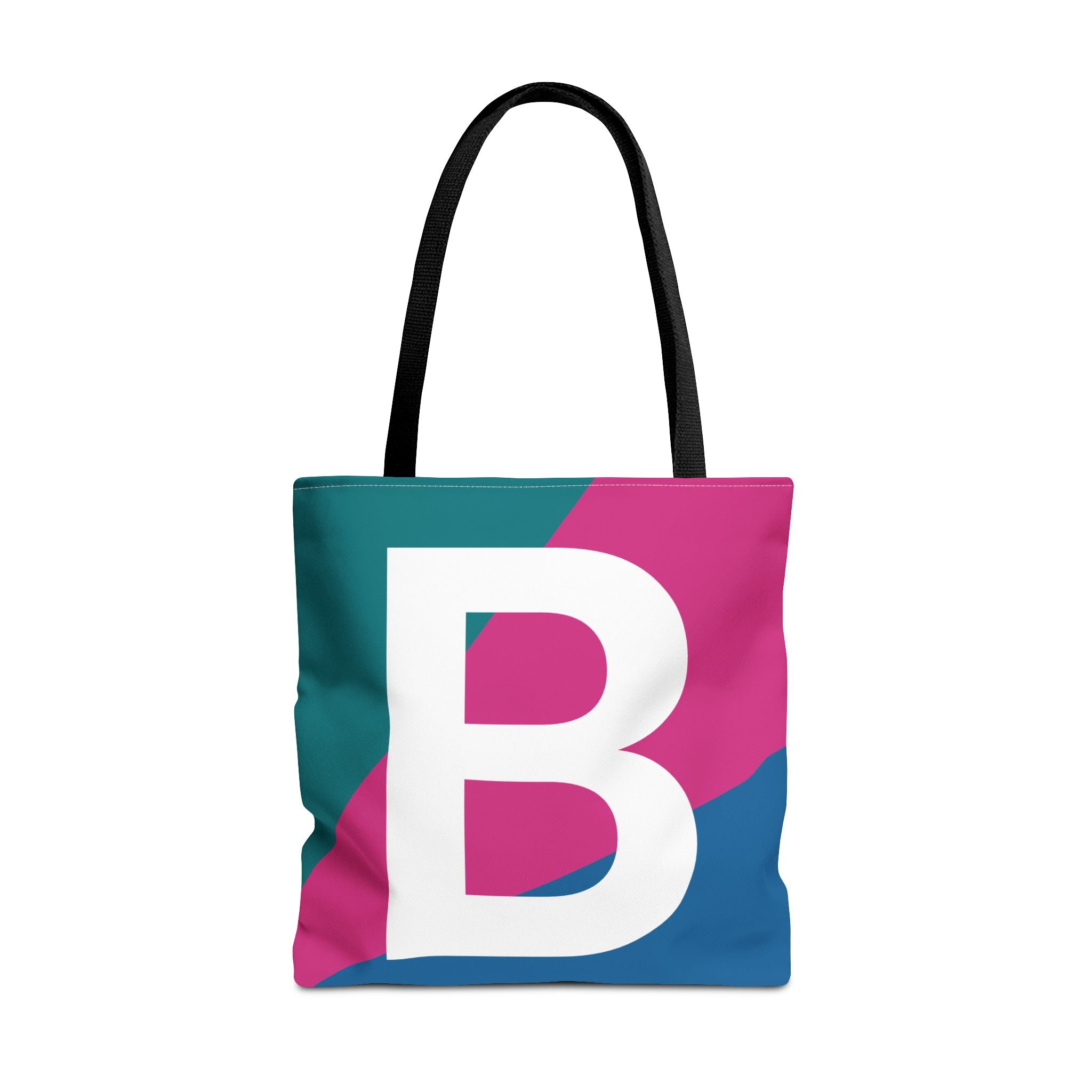 Monogram 'B' Colorblock Tote Bag — Personalized Initial B Shoulder Tote