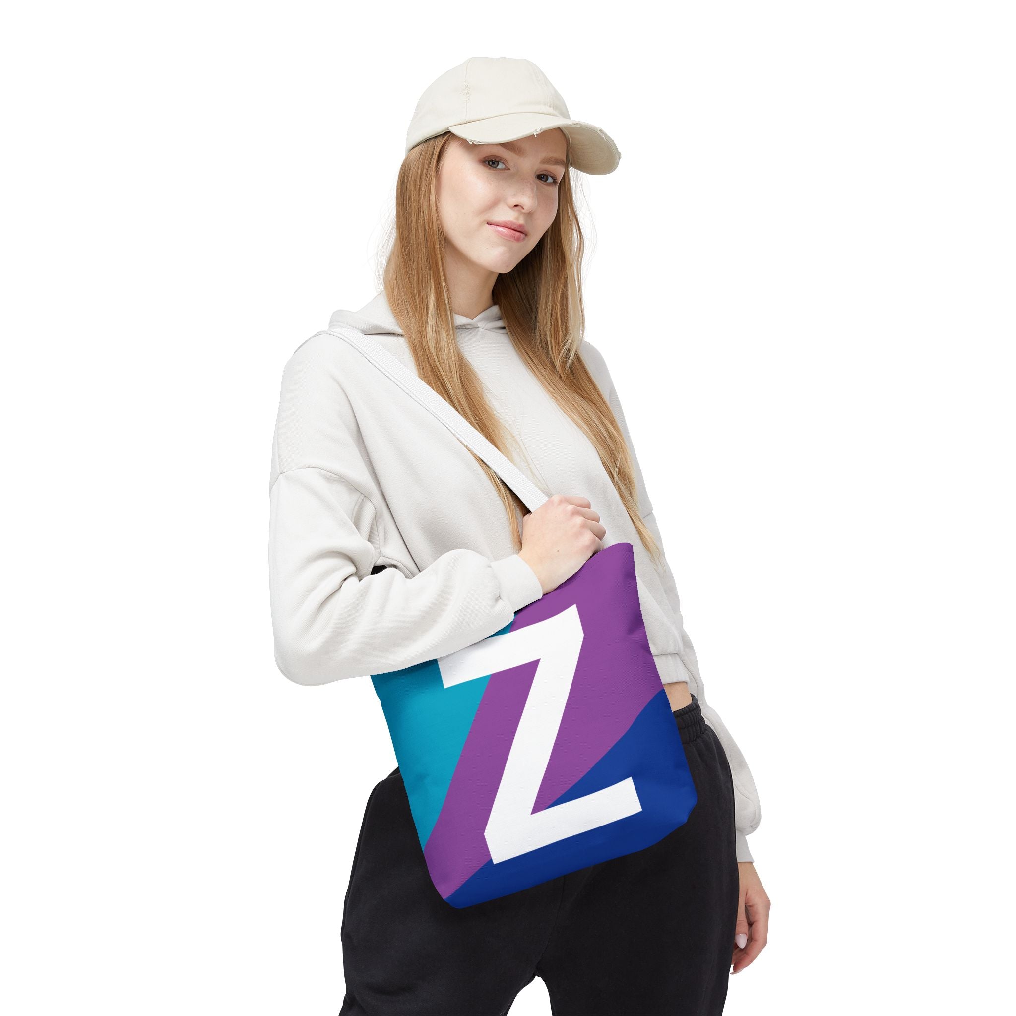Monogram 'Z' Colorblock Tote Bag — Personalized Initial Z Shoulder Tote