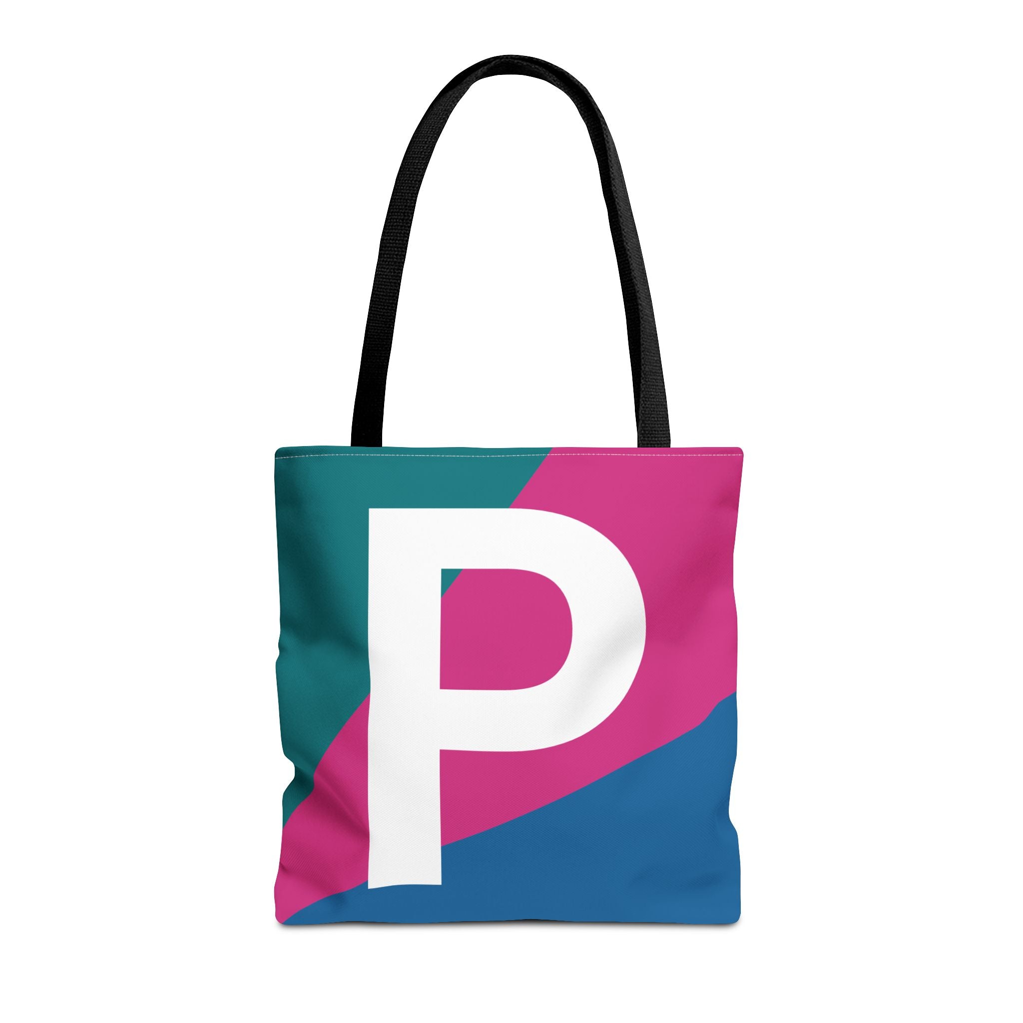 Monogram 'P' Colorblock Tote Bag — Personalized Initial P Shoulder Tote
