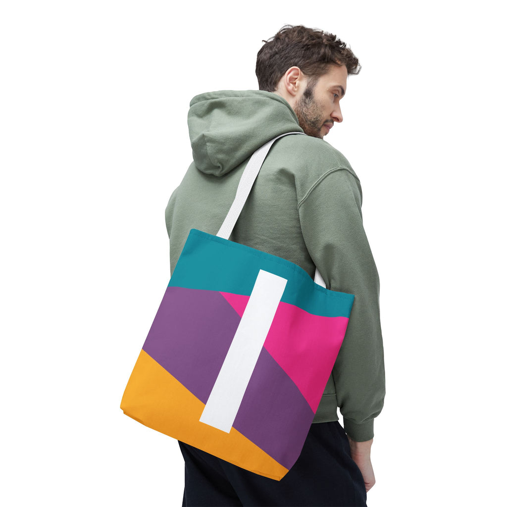 Monogram 'I' Colorblock Tote Bag — Personalized Initial I Shoulder Tote