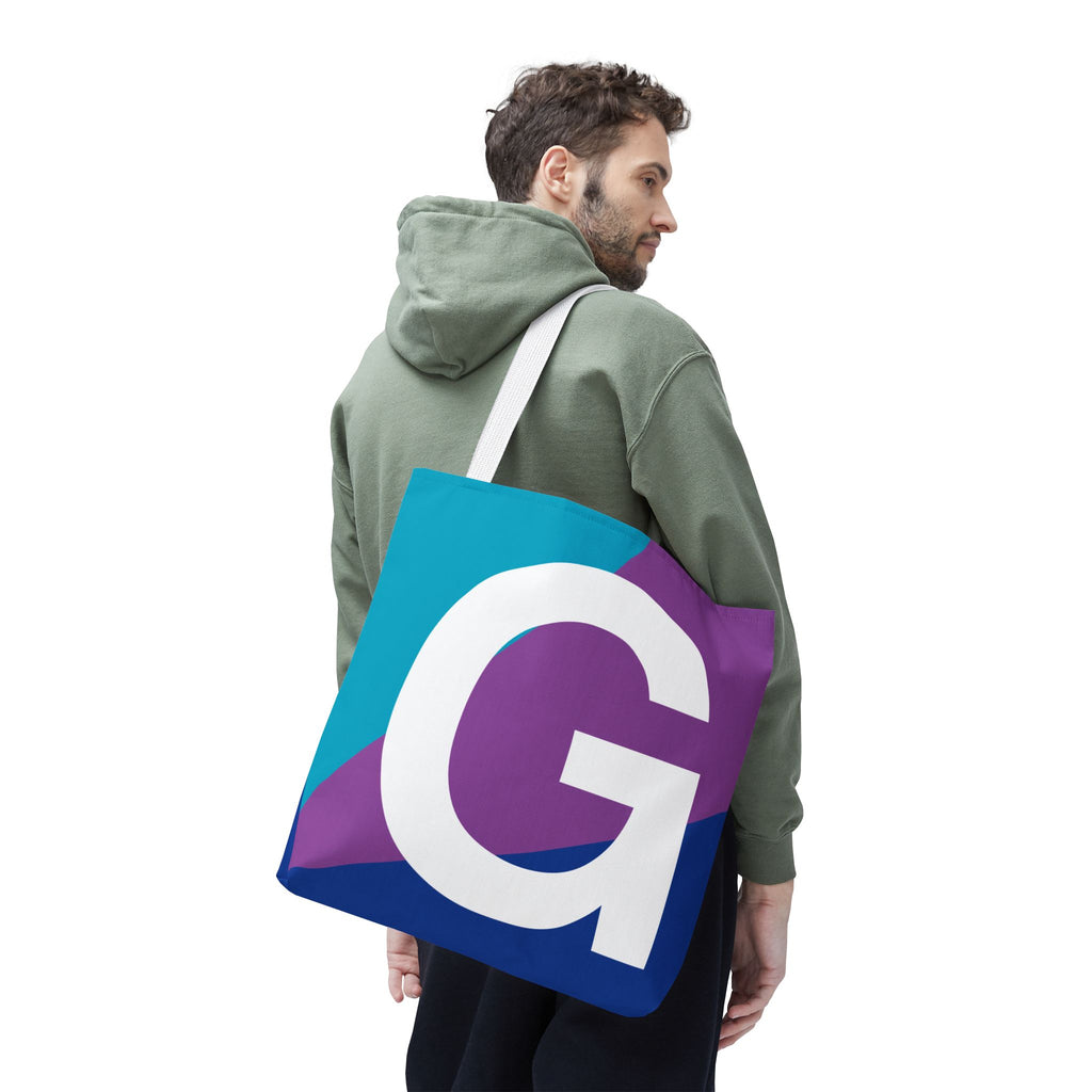 Monogram 'G' Colorblock Tote Bag — Personalized Initial G Shoulder Tote