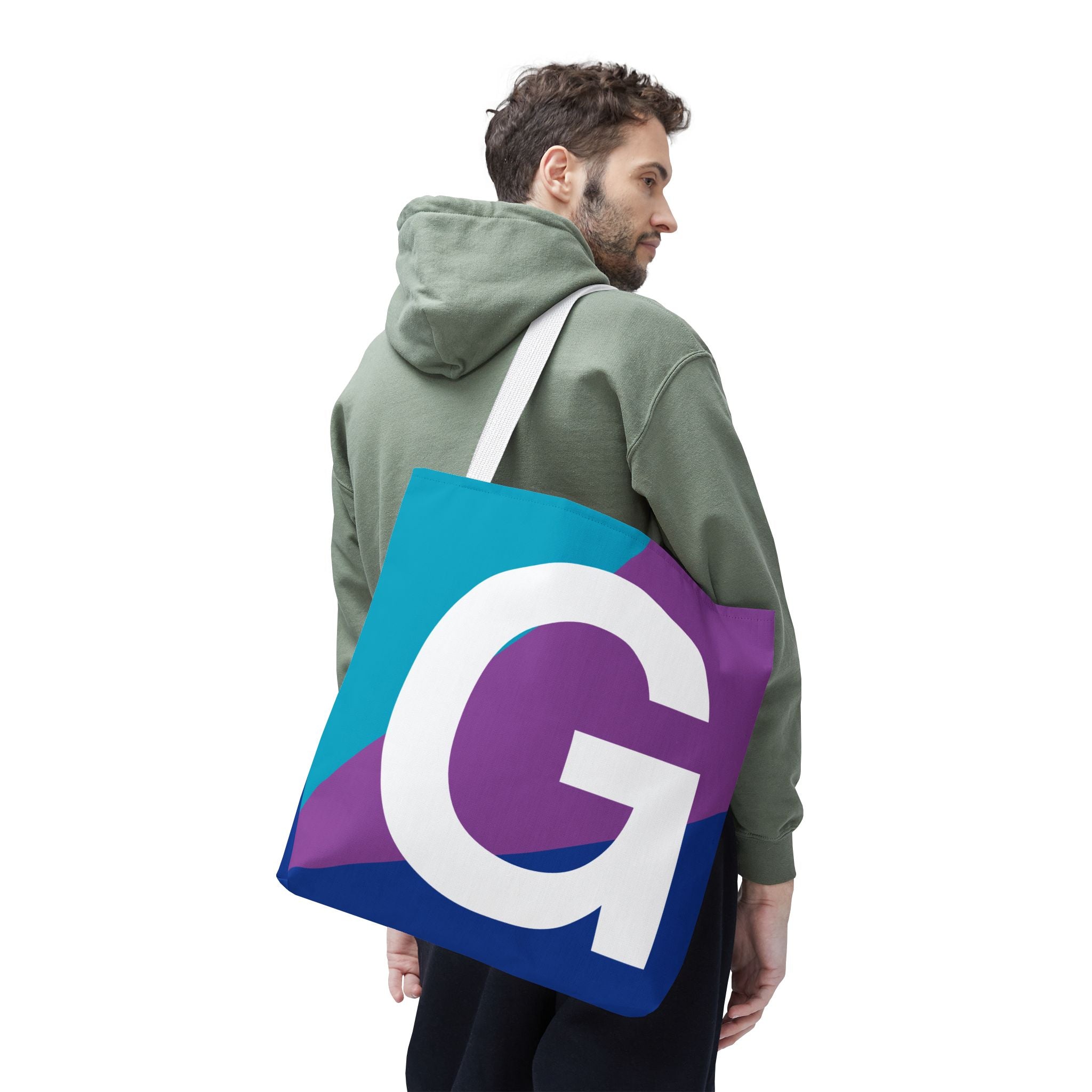 Monogram 'G' Colorblock Tote Bag — Personalized Initial G Shoulder Tote