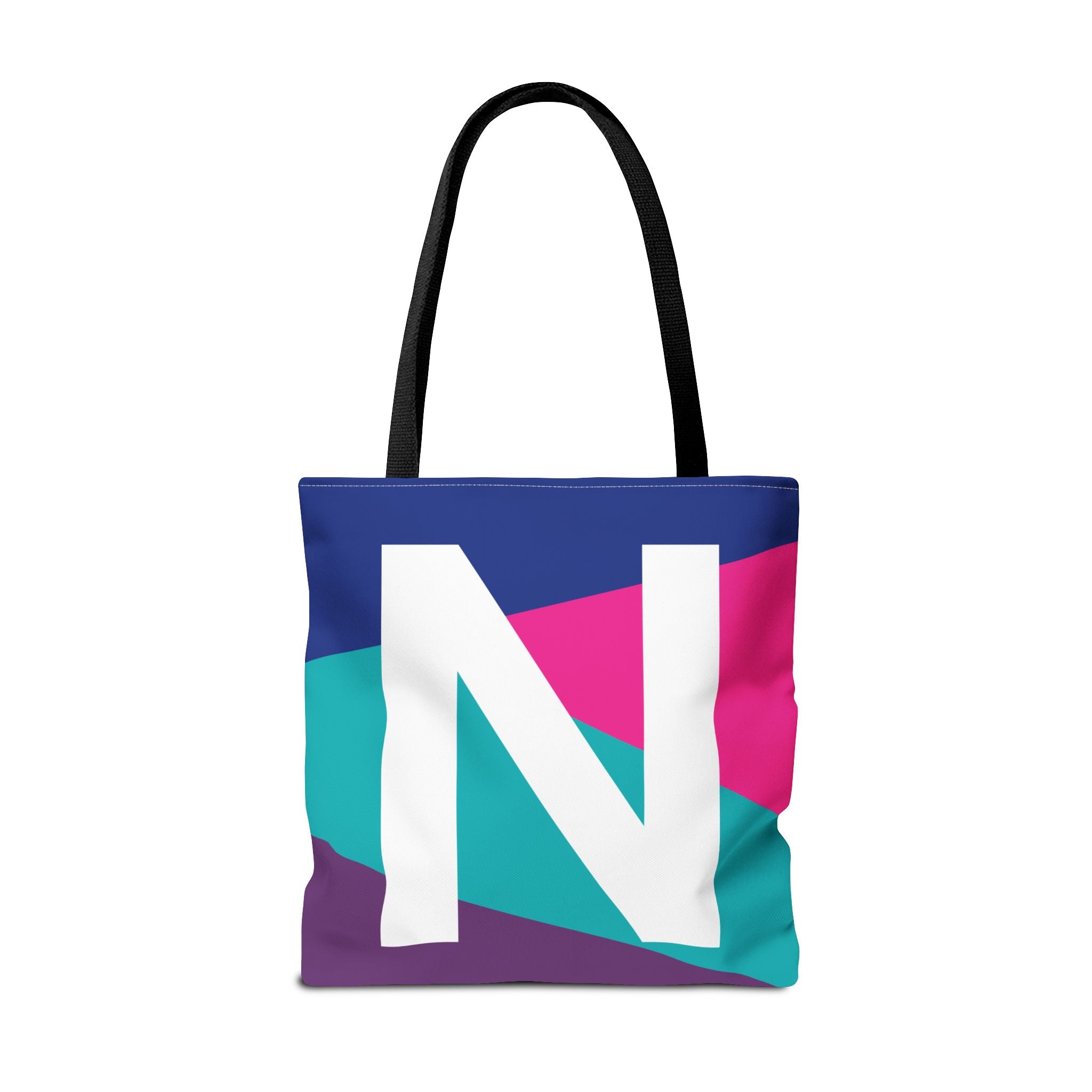Monogram 'N' Colorblock Tote Bag — Personalized Initial N Shoulder Tote