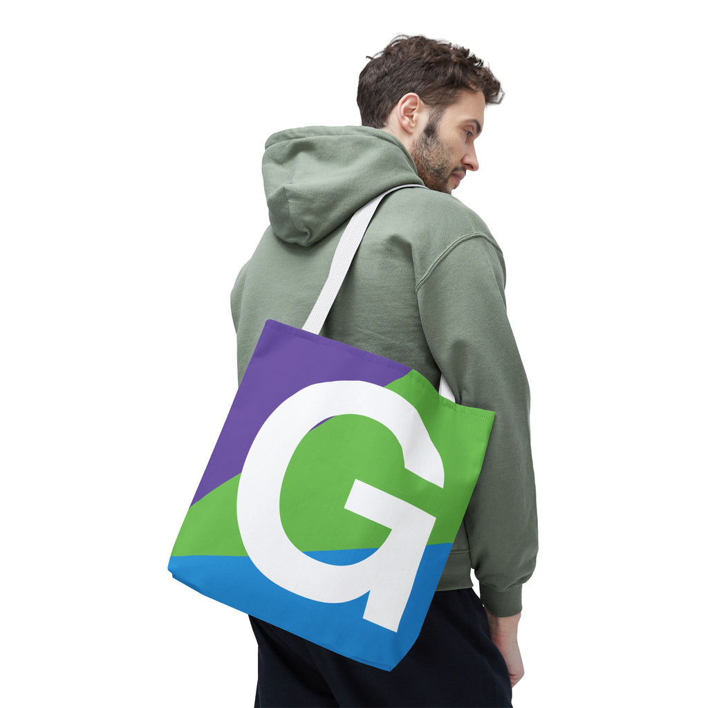 Monogram 'G' Colorblock Tote Bag — Personalized Initial G Shoulder Tote