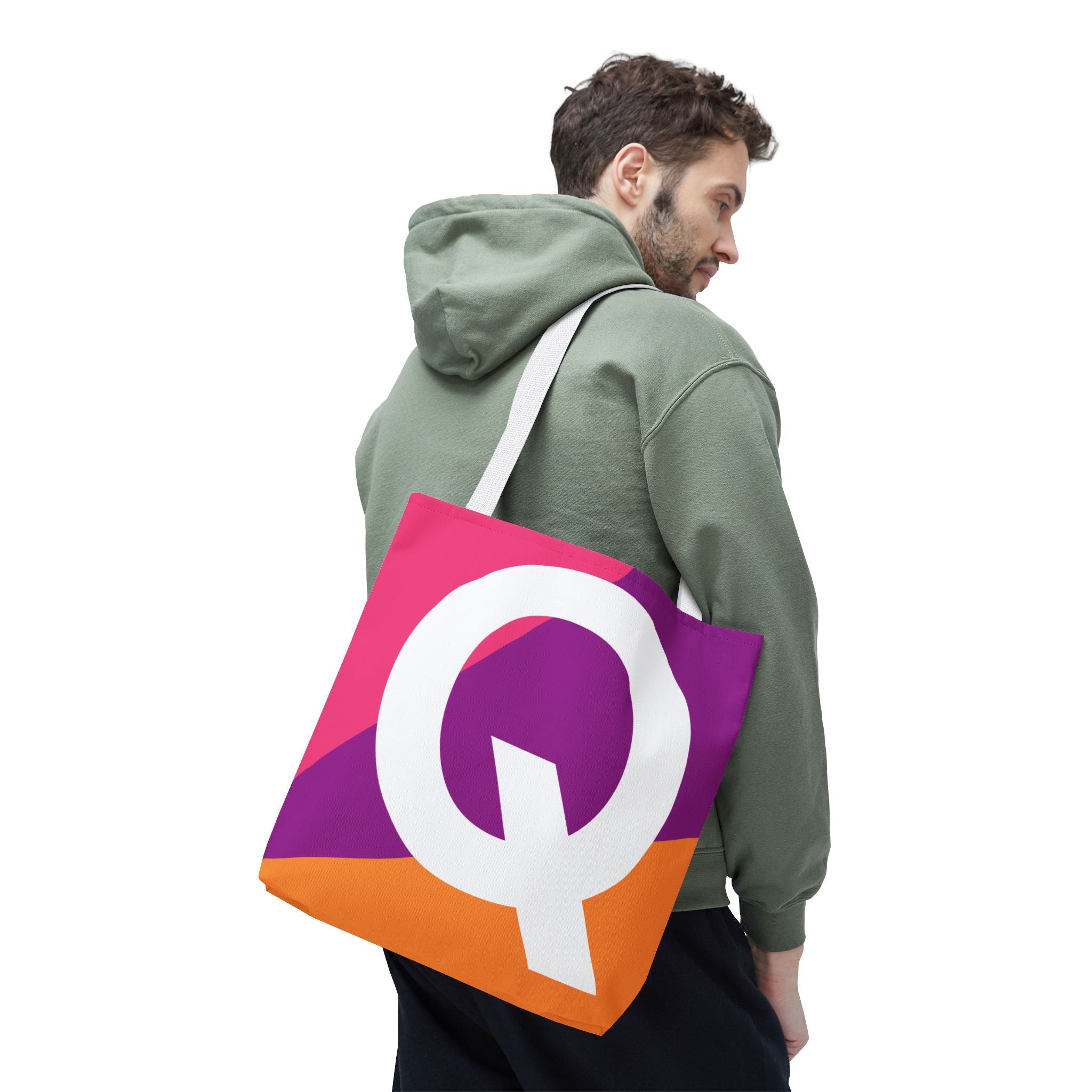 Monogram 'Q' Colorblock Tote Bag — Personalized Initial Q Shoulder Tote