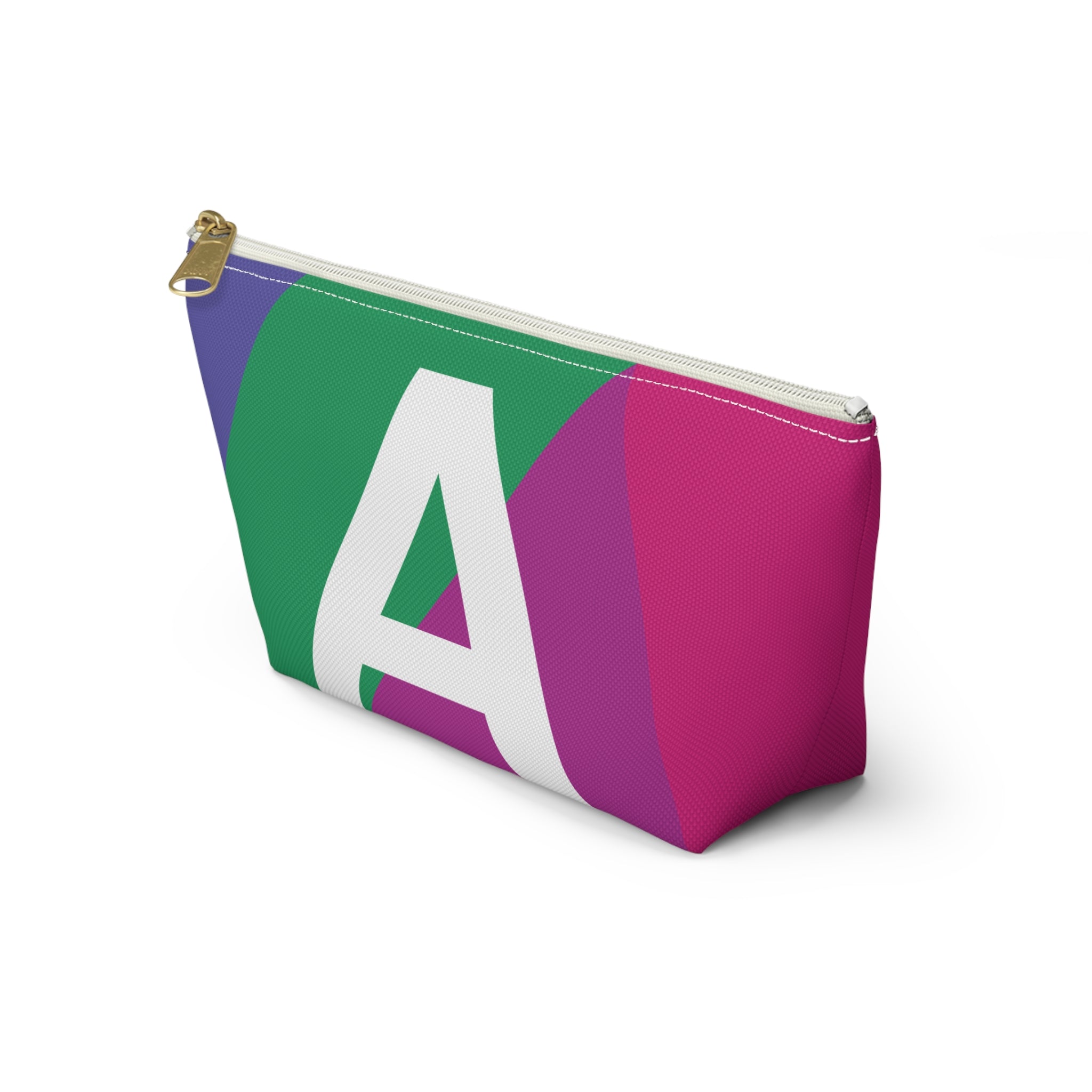 Initials Colorblock Accessory Pouch — Monogram A T-Bottom Cosmetic Bag