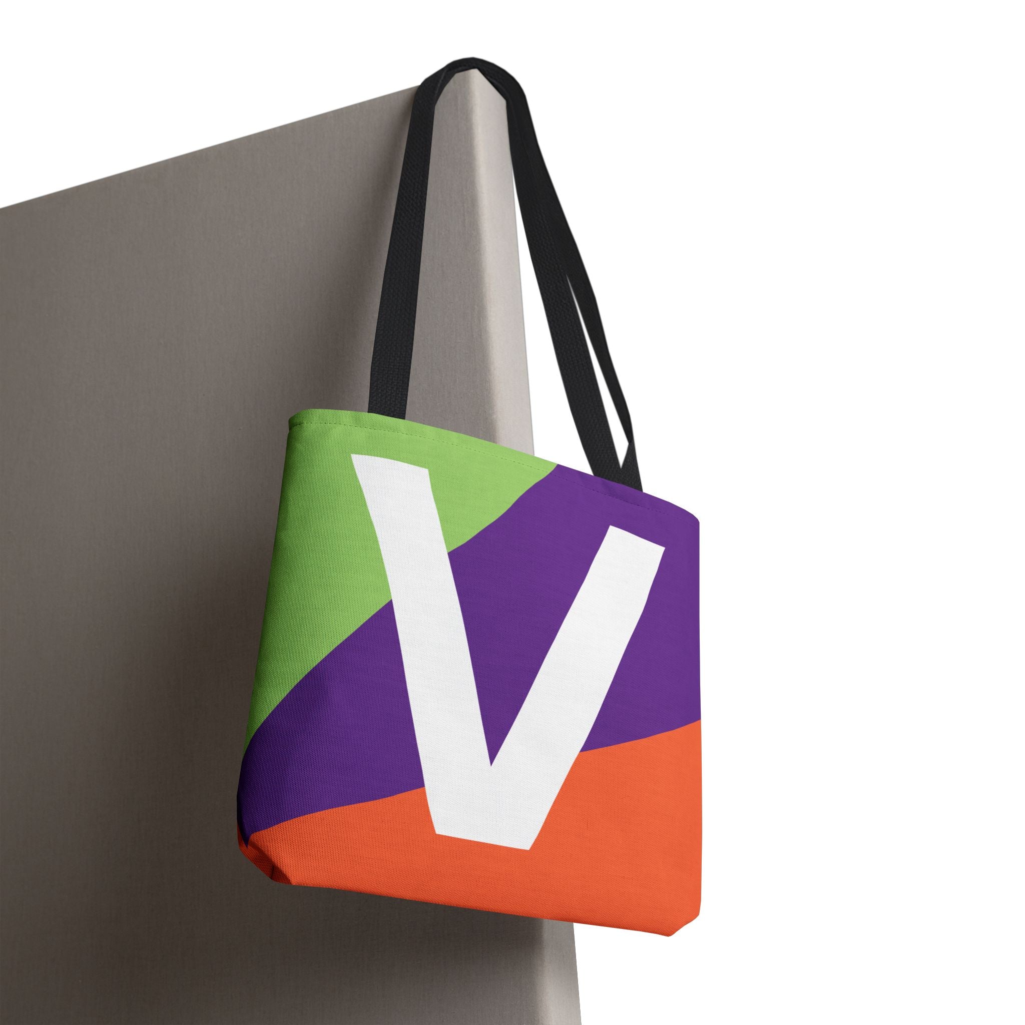 Monogram 'V' Colorblock Tote Bag — Personalized Initial V Shoulder Tote