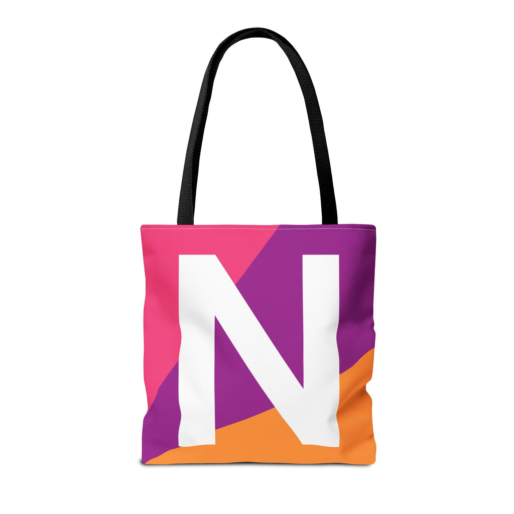 Monogram 'N' Colorblock Tote Bag — Personalized Initial N Shoulder Tote