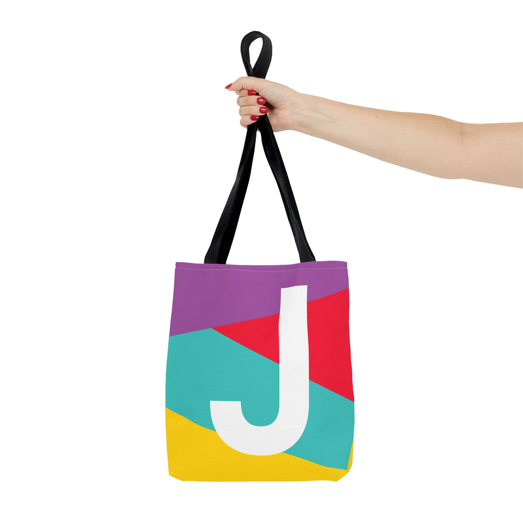 Monogram 'J' Colorblock Tote Bag — Personalized Initial J Shoulder Tote
