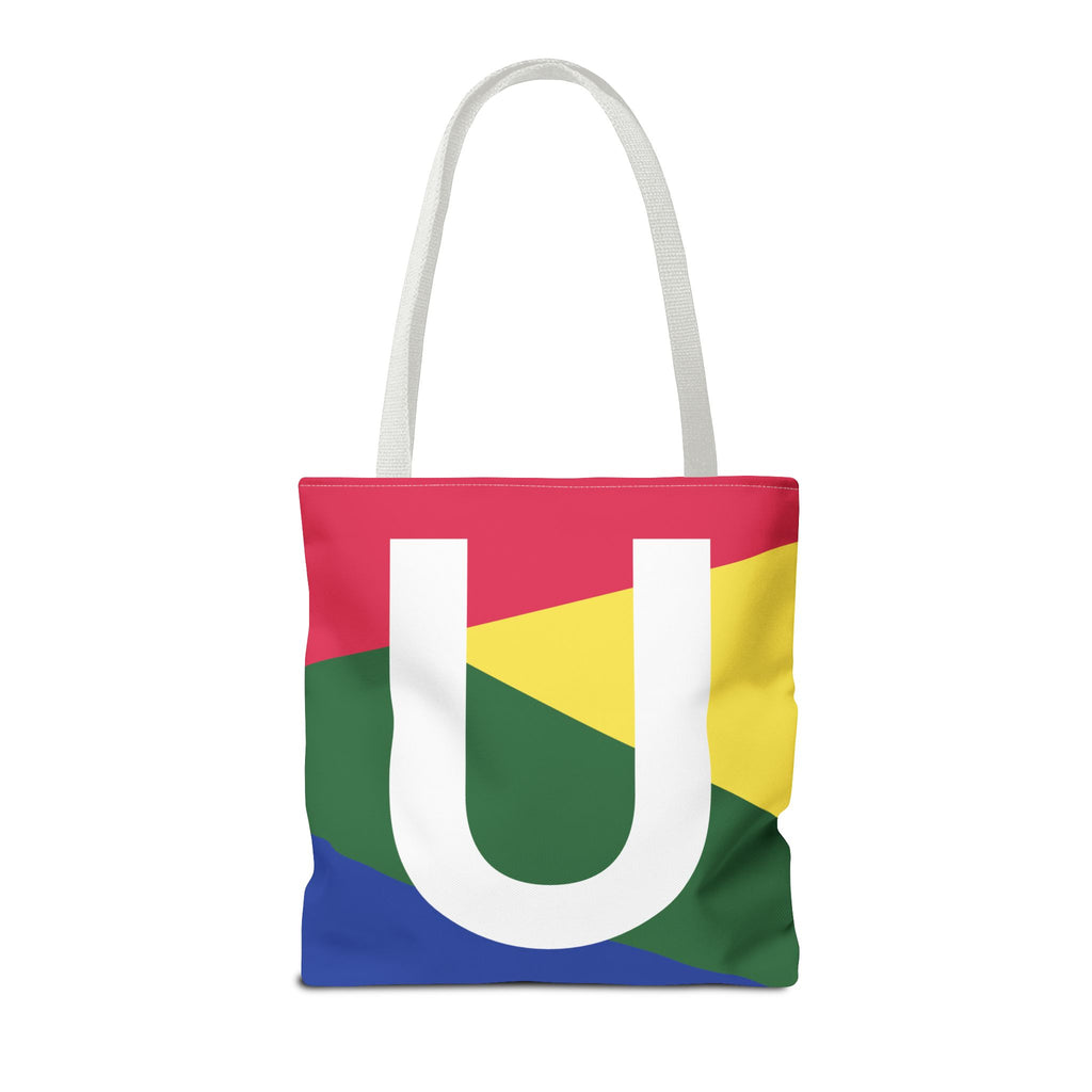Monogram 'U' Colorblock Tote Bag — Personalized Initial U Shoulder Tote