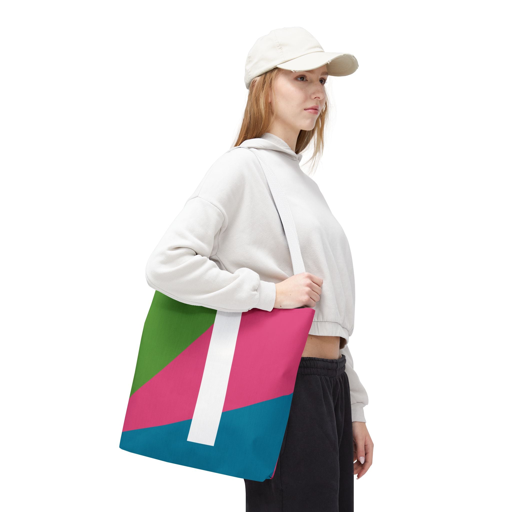 Monogram 'I' Colorblock Tote Bag — Personalized Initial I Shoulder Tote