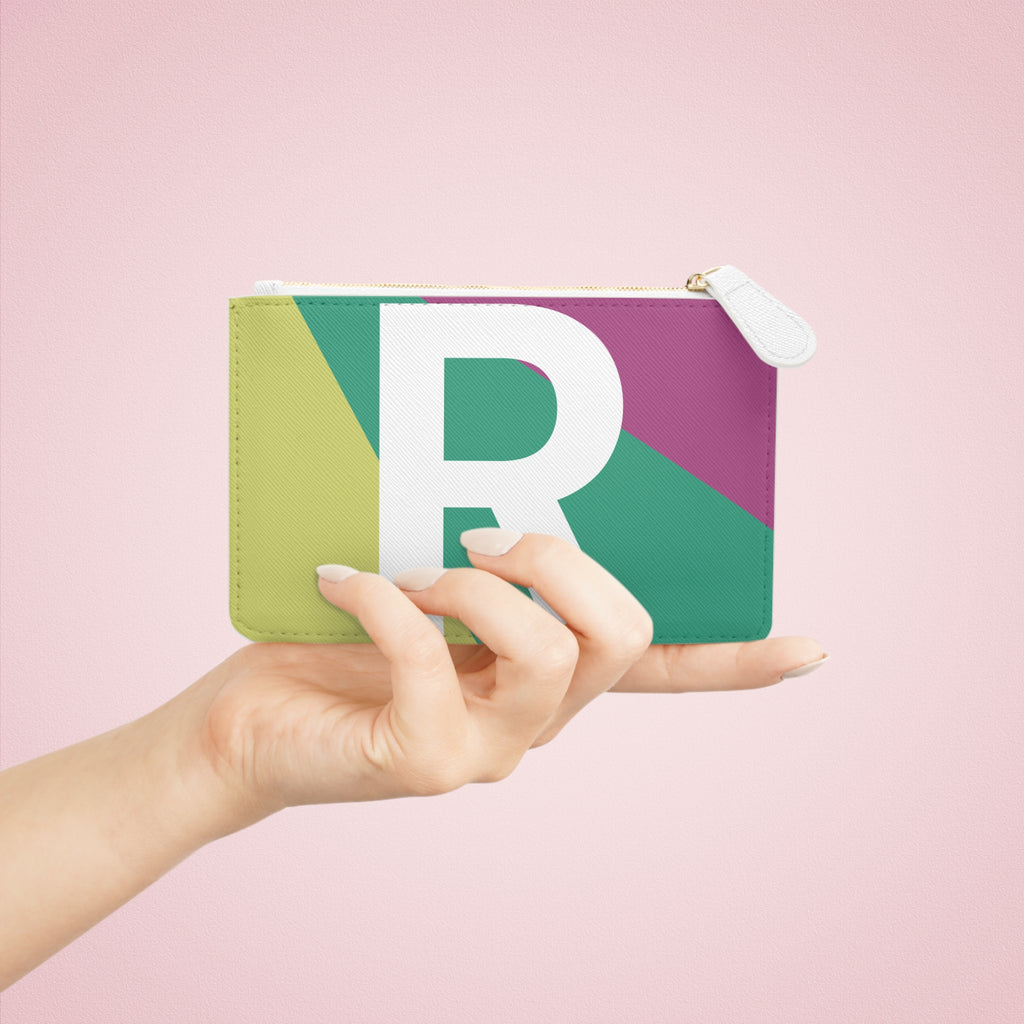Initial R Mini Clutch — Colorblock Monogram Wristlet Wallet