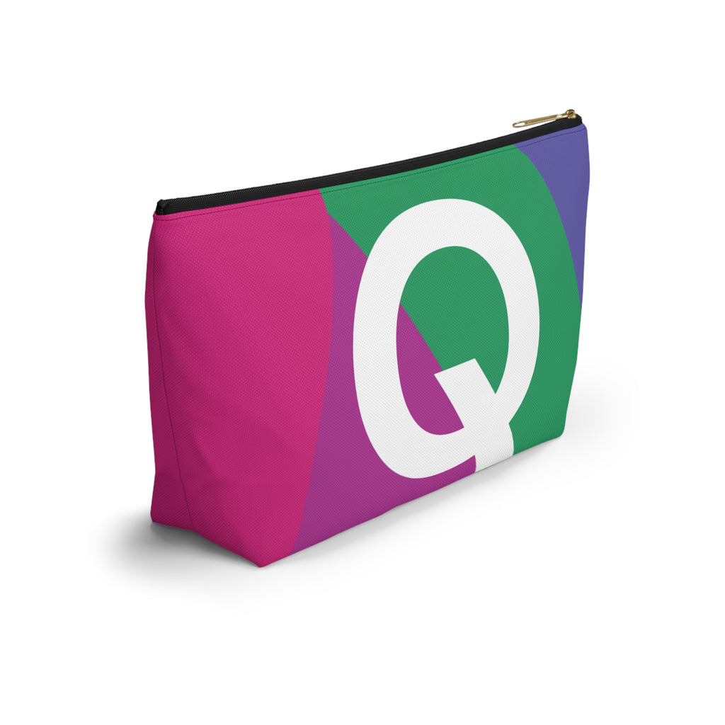 Initials Colorblock Accessory Pouch — Monogram Q T-Bottom Cosmetic Bag