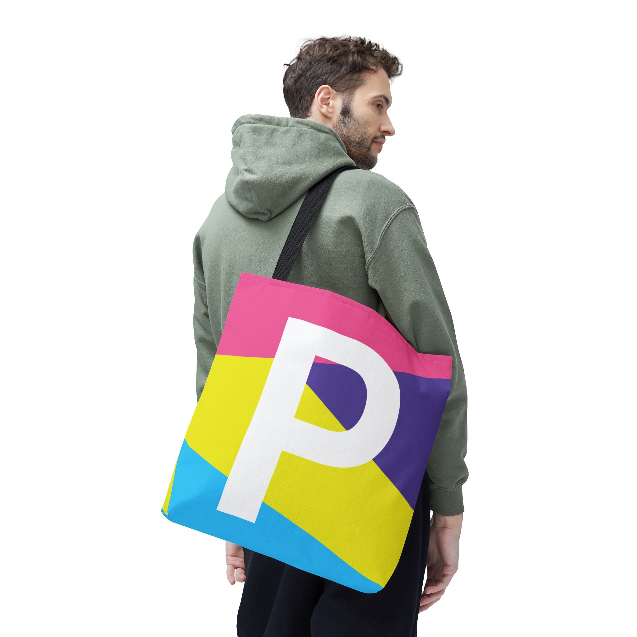 Monogram 'P' Colorblock Tote Bag — Personalized Initial P Shoulder Tote