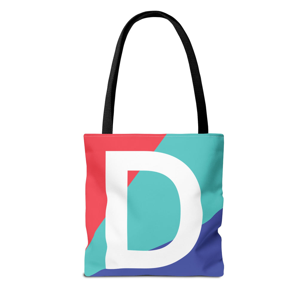 Monogram 'D' Colorblock Tote Bag — Personalized Initial D Shoulder Tote
