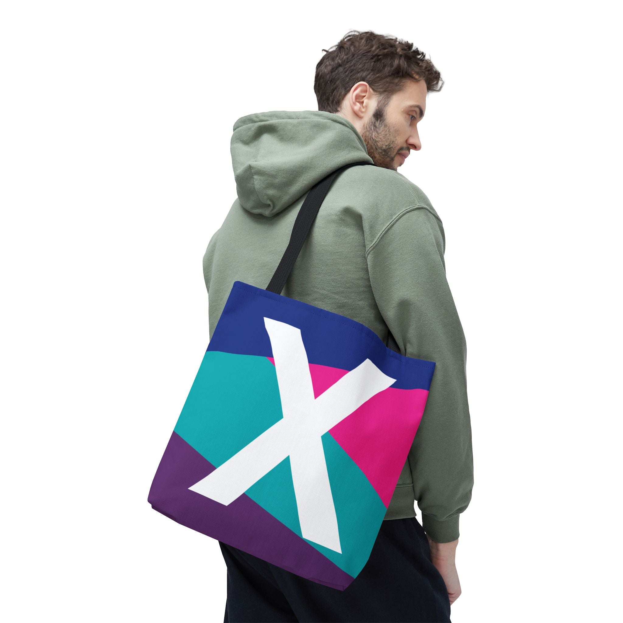 Monogram 'X' Colorblock Tote Bag — Personalized Initial X Shoulder Tote