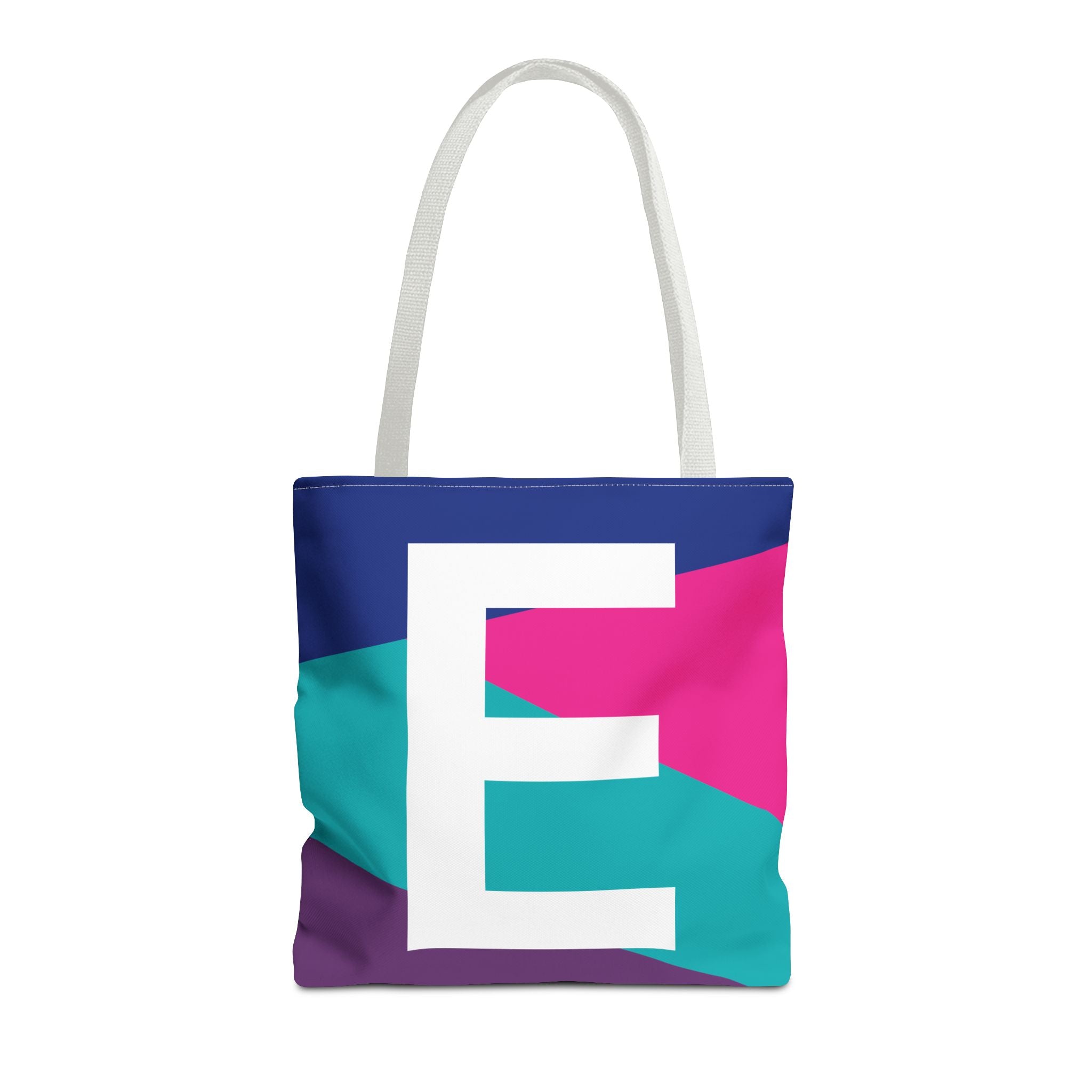 Monogram 'E' Colorblock Tote Bag — Personalized Initial E Shoulder Tote