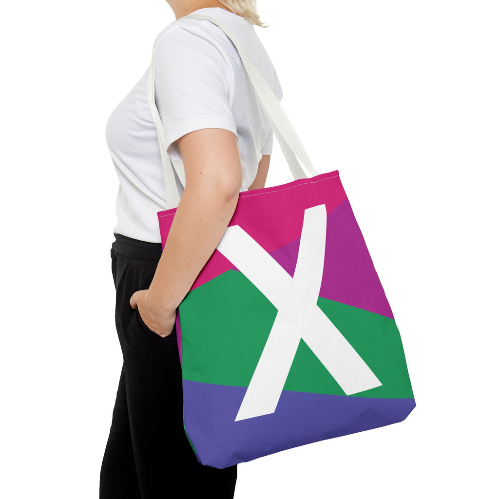 Monogram 'X' Colorblock Tote Bag — Personalized Initial X Shoulder Tote
