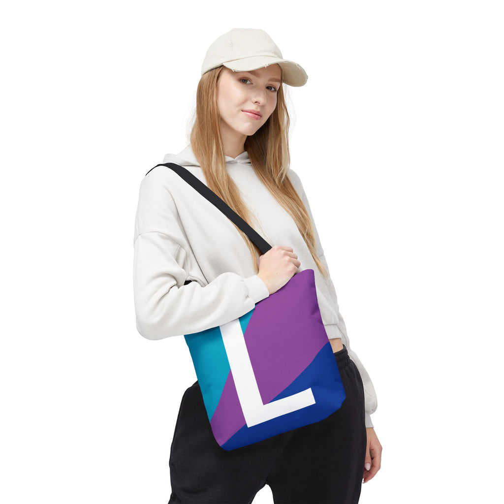Monogram 'L' Colorblock Tote Bag — Personalized Initial L Shoulder Tote