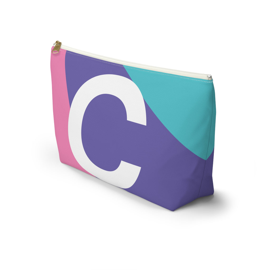 Initials Colorblock Accessory Pouch — Monogram C T-Bottom Cosmetic Bag