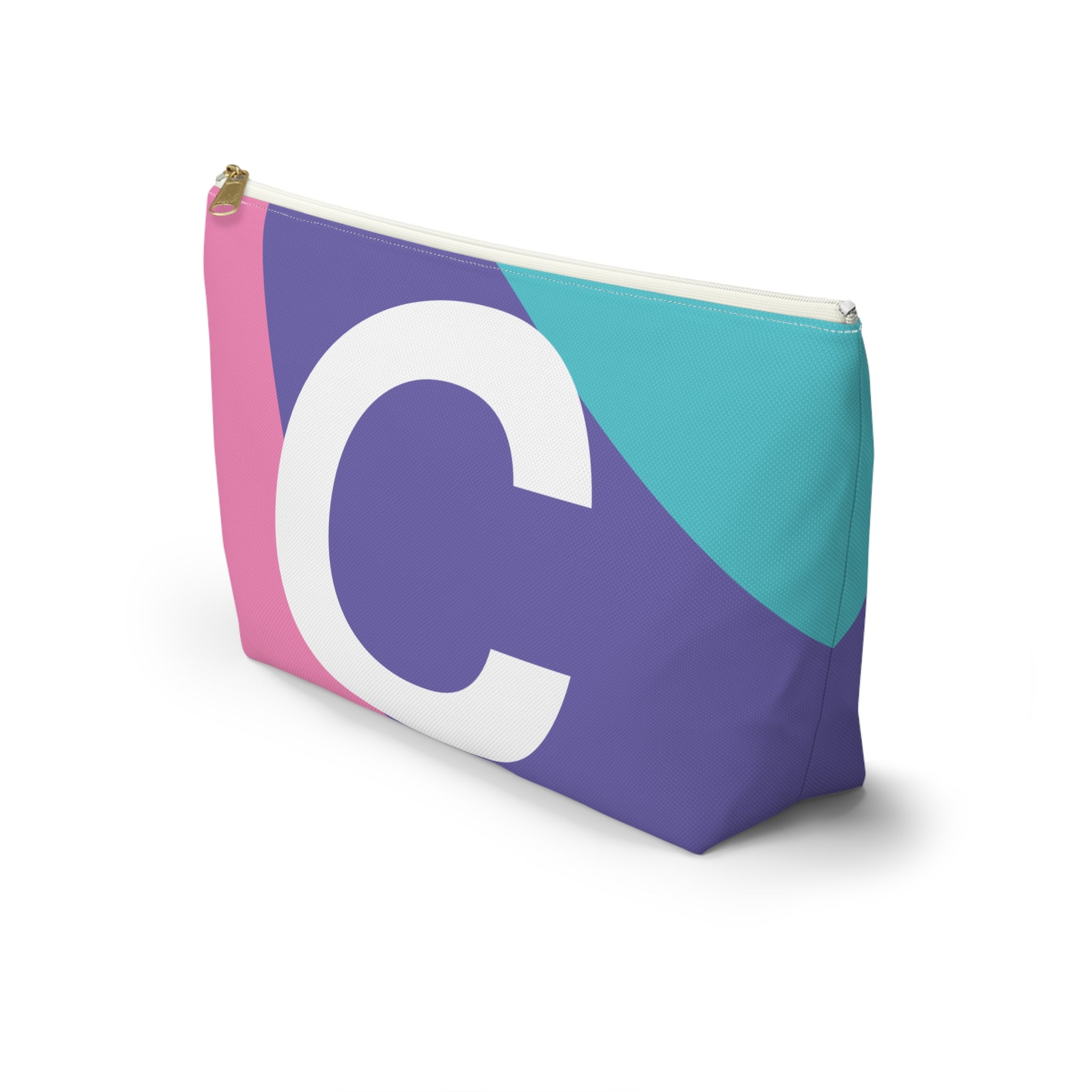 Initials Colorblock Accessory Pouch — Monogram C T-Bottom Cosmetic Bag
