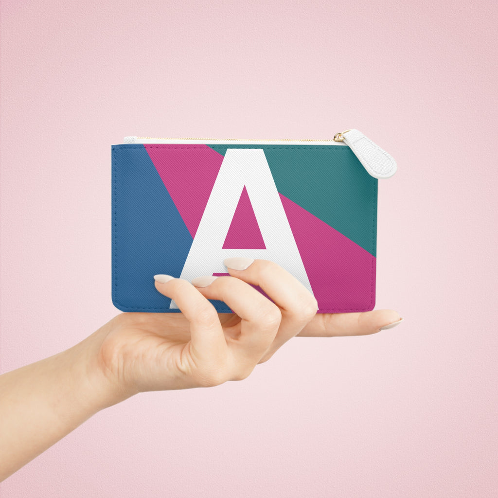 Initial A Mini Clutch — Colorblock Monogram Wristlet Wallet