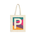 Initial P Colorblock Canvas Tote Bag — Monogram Letter P Reusable Grocery Tote