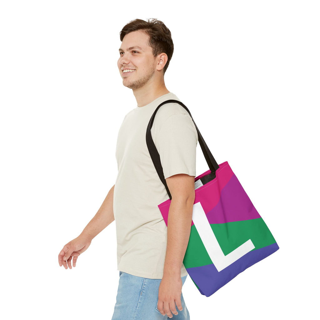 Monogram 'L' Colorblock Tote Bag — Personalized Initial L Shoulder Tote