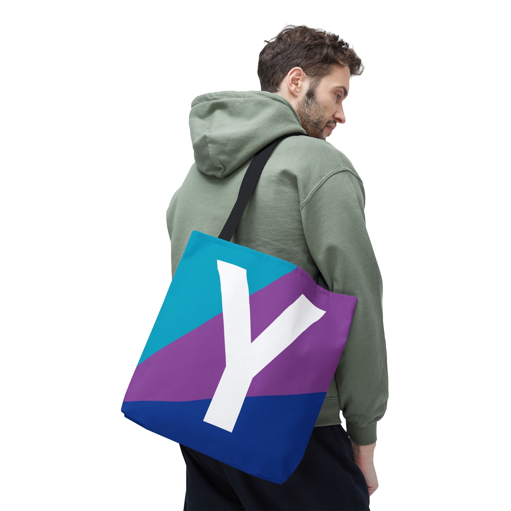 Monogram 'Y' Colorblock Tote Bag — Personalized Initial Y Shoulder Tote