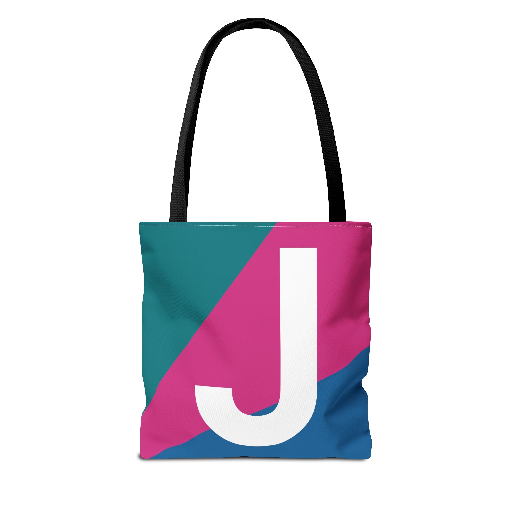 Monogram 'J' Colorblock Tote Bag — Personalized Initial J Shoulder Tote