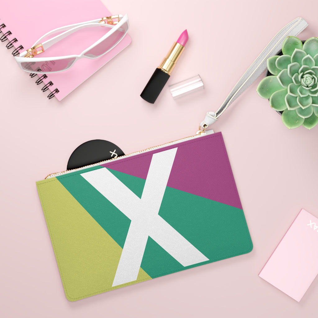 Monogram 'X' Colorblock Clutch Bag — Bold Geometric Wristlet for Everyday & Gifts