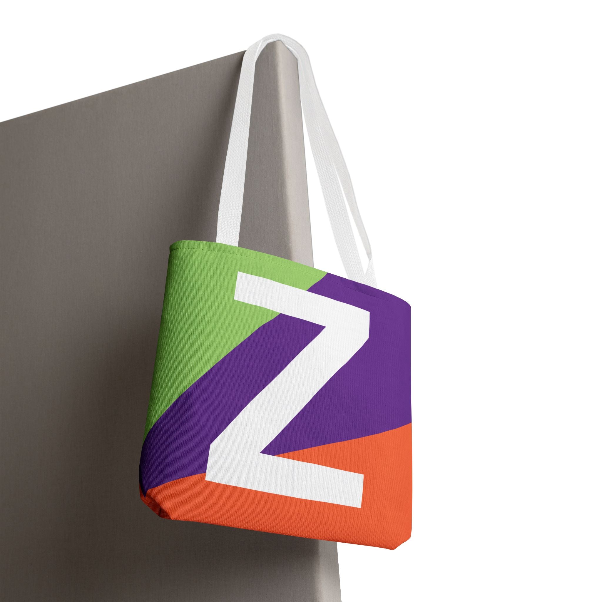 Monogram 'Z' Colorblock Tote Bag — Personalized Initial Z Shoulder Tote