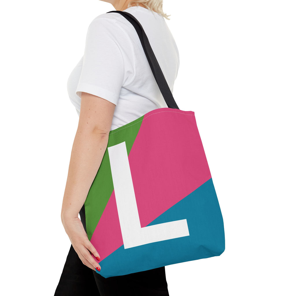 Monogram 'L' Colorblock Tote Bag — Personalized Initial L Shoulder Tote