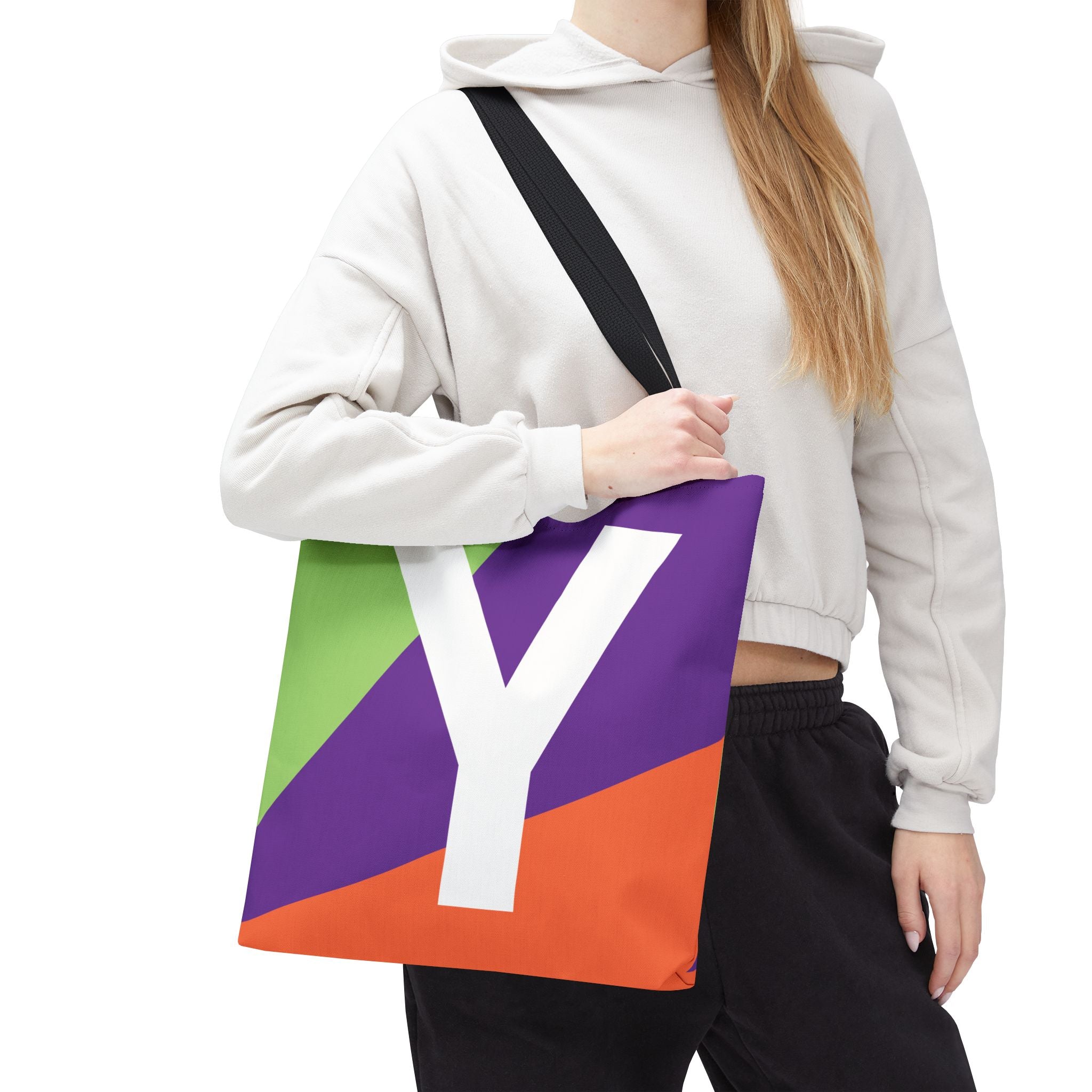 Monogram 'Y' Colorblock Tote Bag — Personalized Initial Y Shoulder Tote