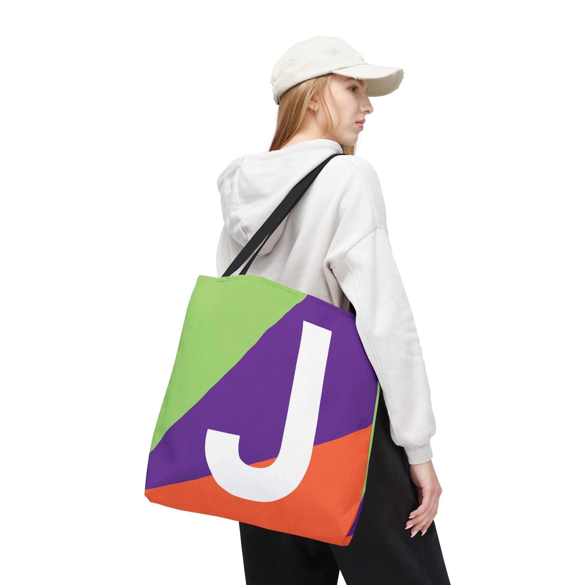 Monogram 'J' Colorblock Tote Bag — Personalized Initial J Shoulder Tote