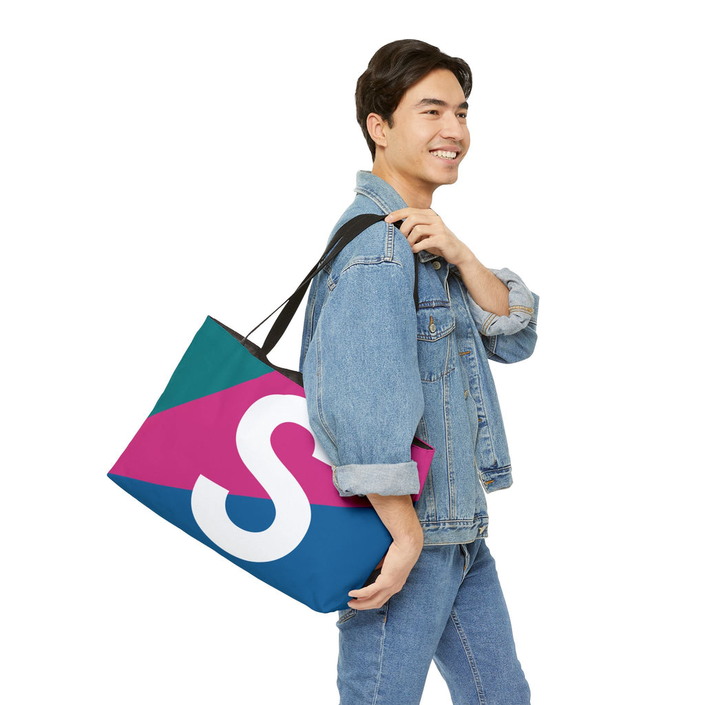 Personalized 'S' Colorblock Tote Bag — Monogram Weekender Tote