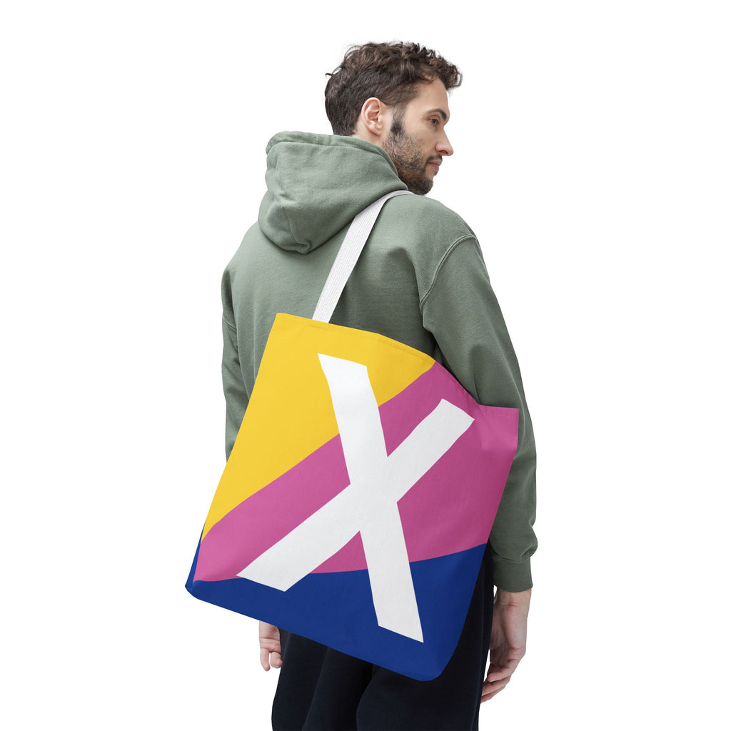 Monogram 'X' Colorblock Tote Bag — Personalized Initial X Shoulder Tote