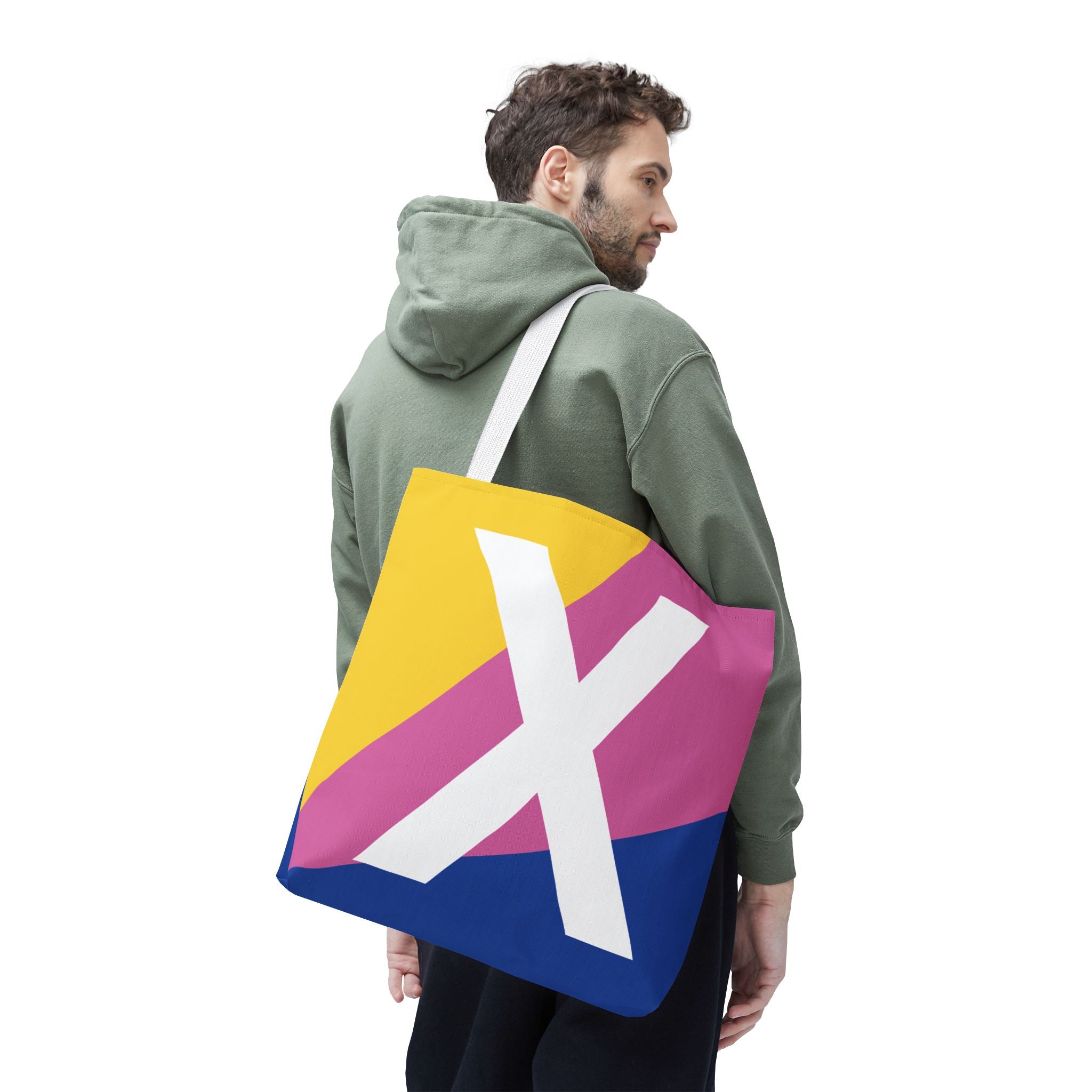 Monogram 'X' Colorblock Tote Bag — Personalized Initial X Shoulder Tote
