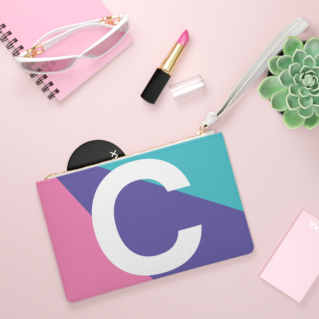 Monogram 'C' Colorblock Clutch Bag — Bold Geometric Wristlet for Everyday & Gifts