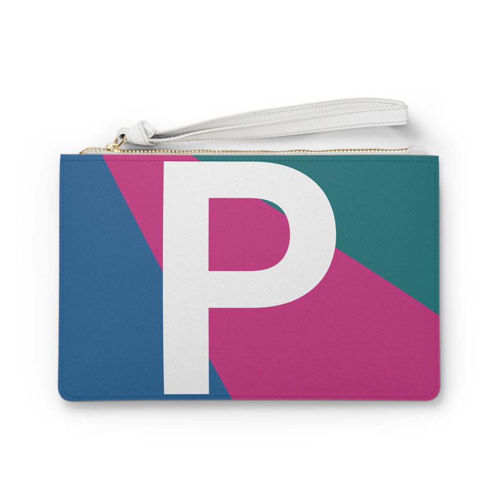 Monogram 'P' Colorblock Clutch Bag — Bold Geometric Wristlet for Everyday & Gifts