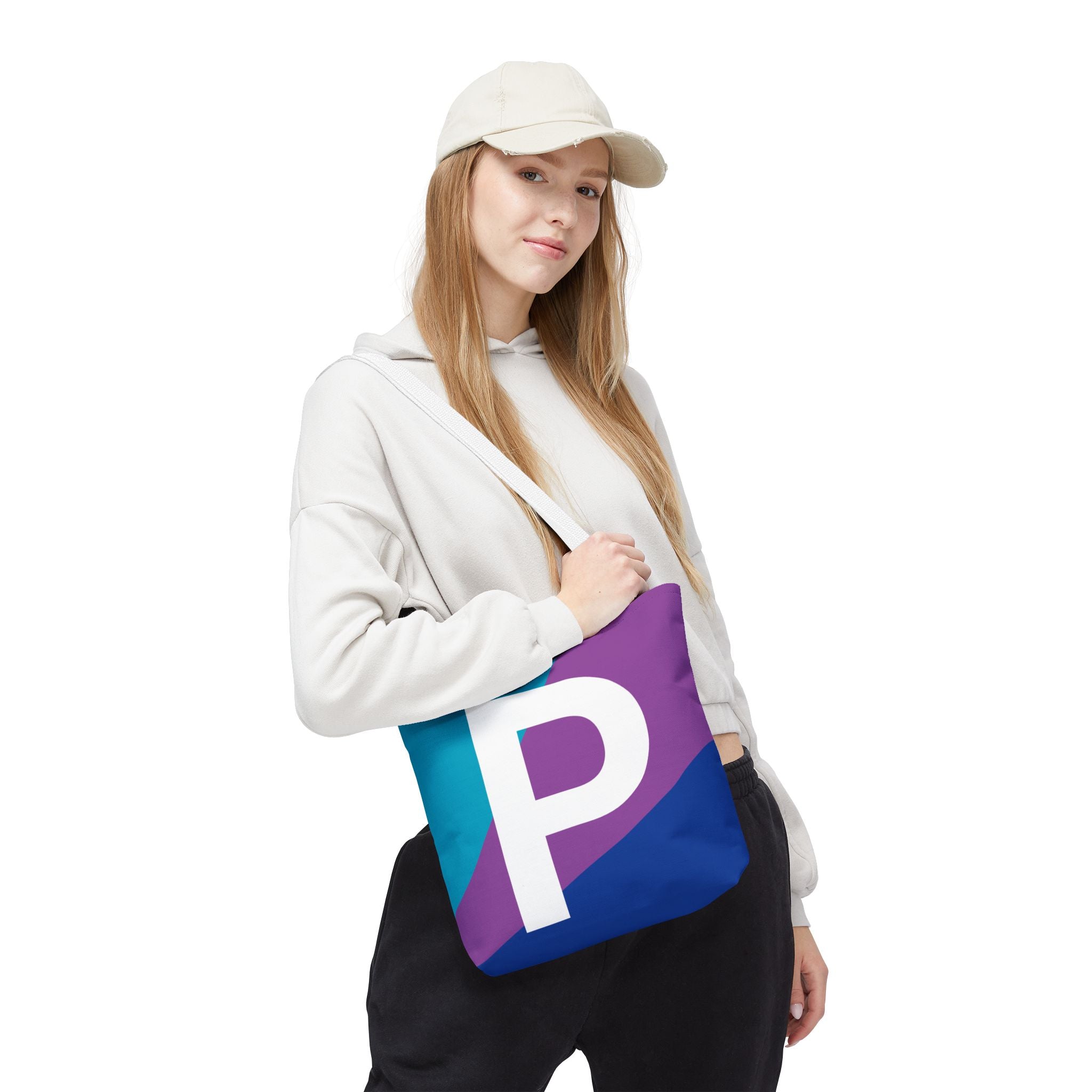 Monogram 'P' Colorblock Tote Bag — Personalized Initial P Shoulder Tote
