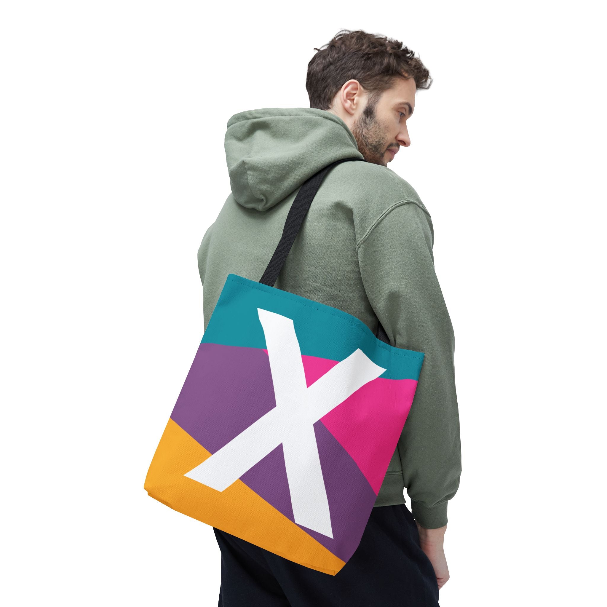 Monogram 'X' Colorblock Tote Bag — Personalized Initial X Shoulder Tote