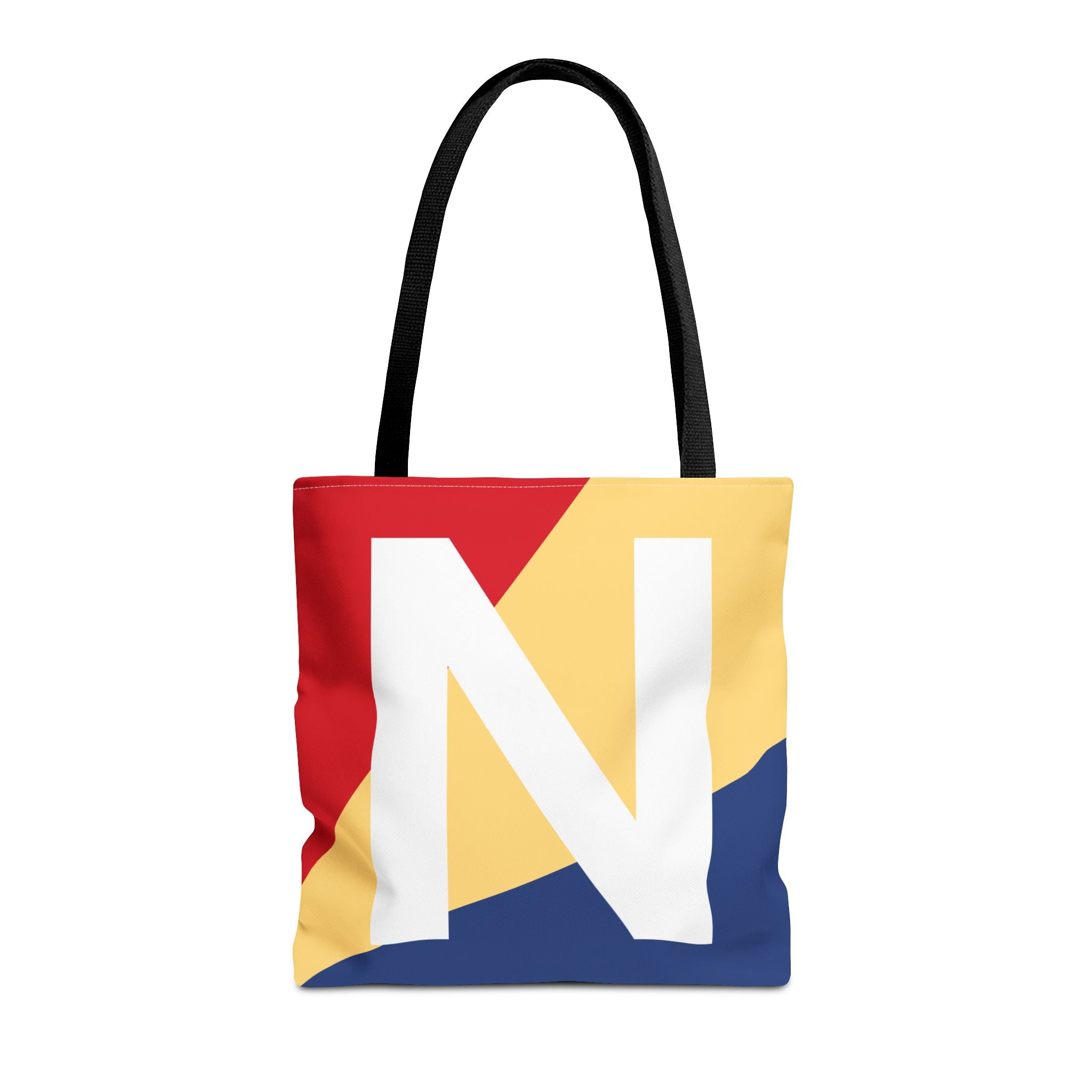 Monogram 'N' Colorblock Tote Bag — Personalized Initial N Shoulder Tote