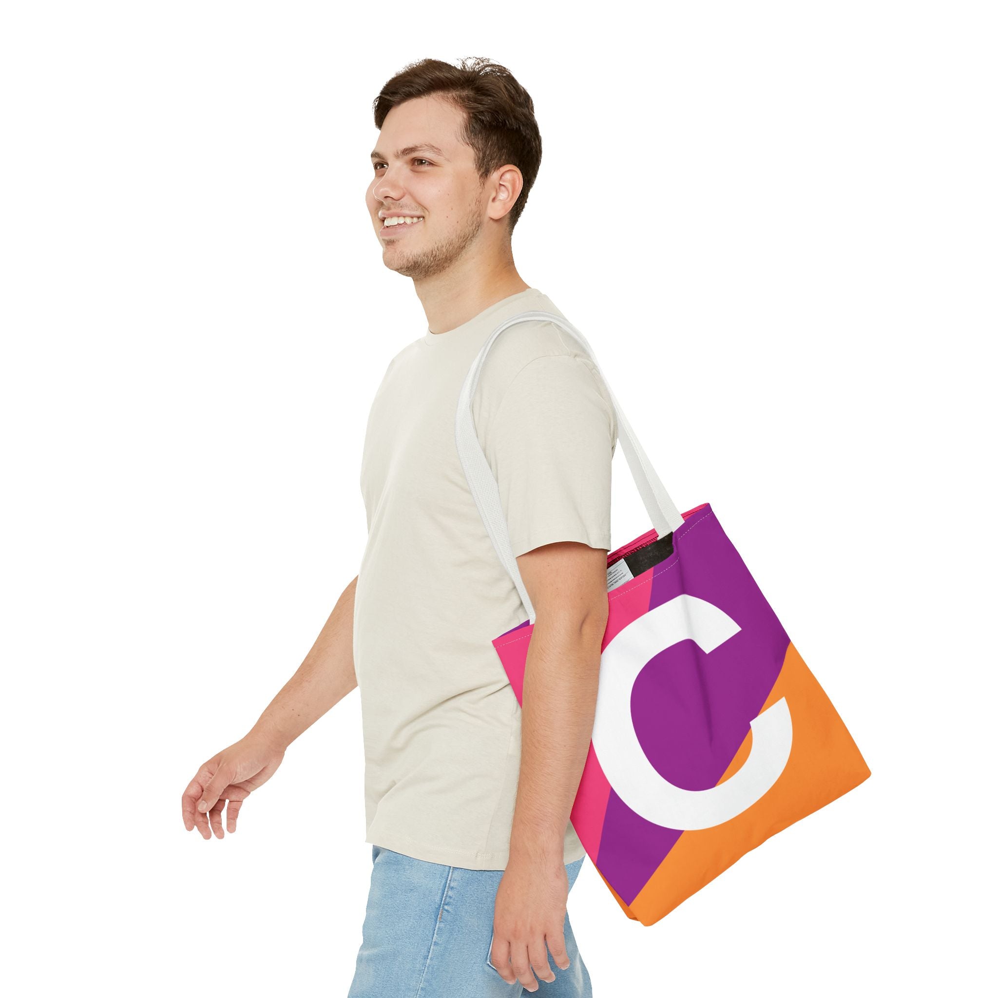 Monogram 'C' Colorblock Tote Bag — Personalized Initial C Shoulder Tote