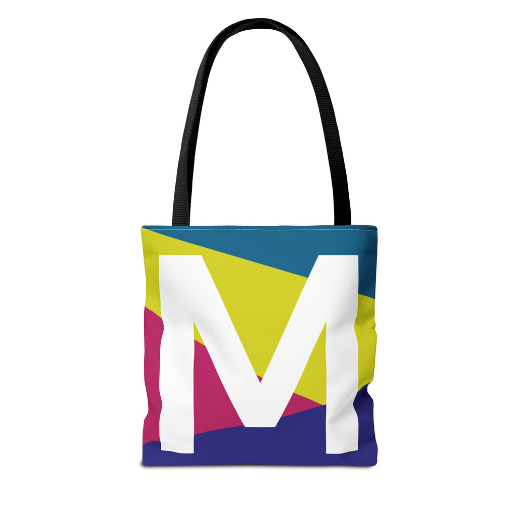 Monogram 'M' Colorblock Tote Bag — Personalized Initial M Shoulder Tote