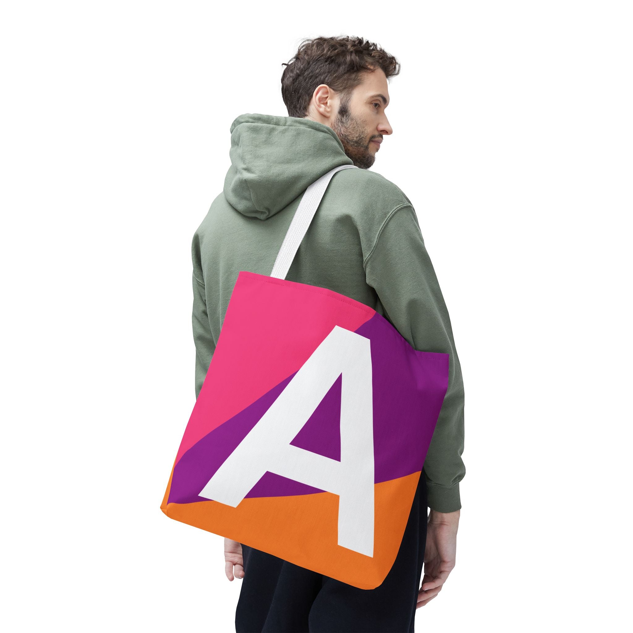 Monogram 'A' Colorblock Tote Bag — Personalized Initial A Shoulder Tote